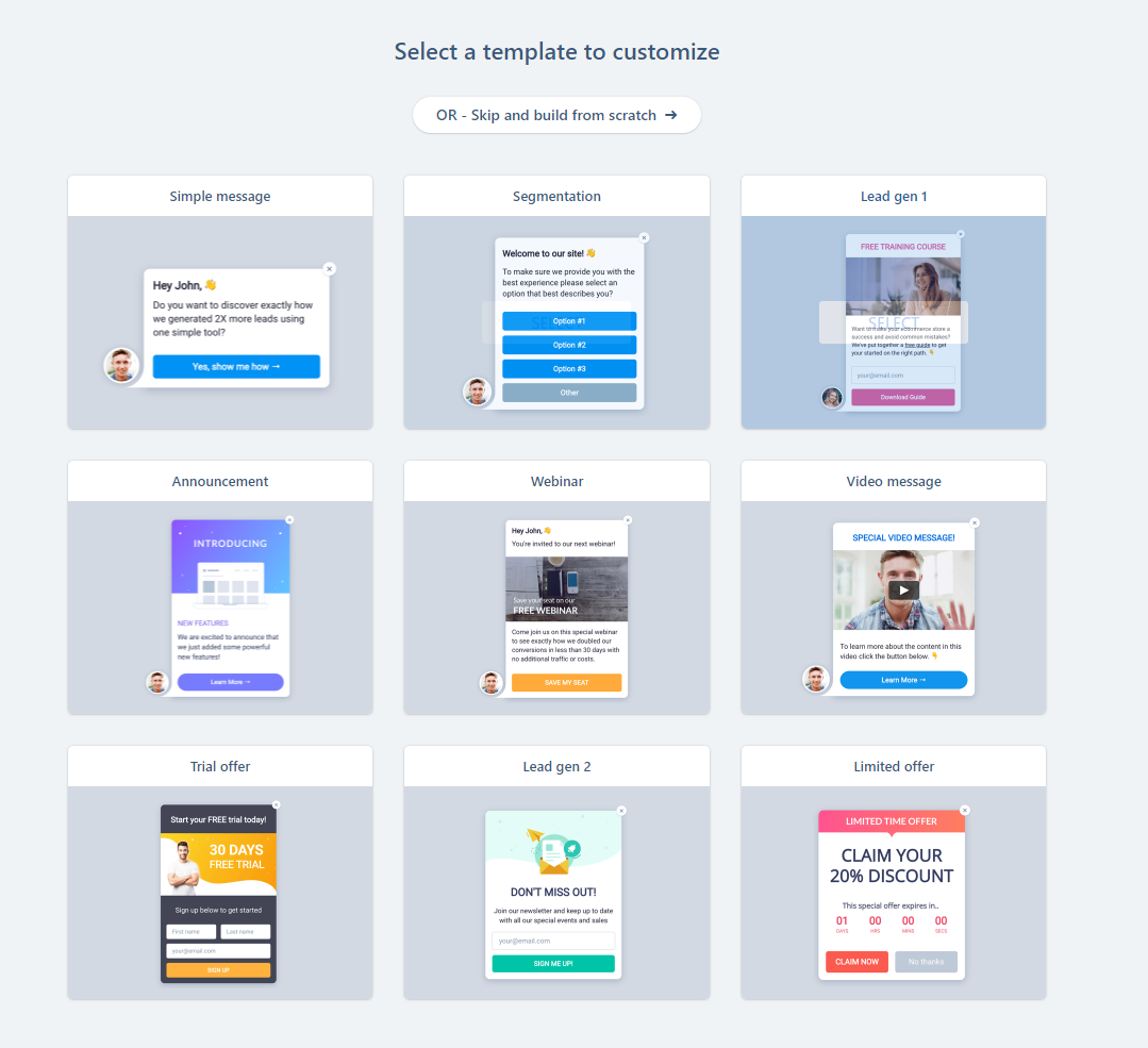 ConvertBox has lots of templates to choose from.
