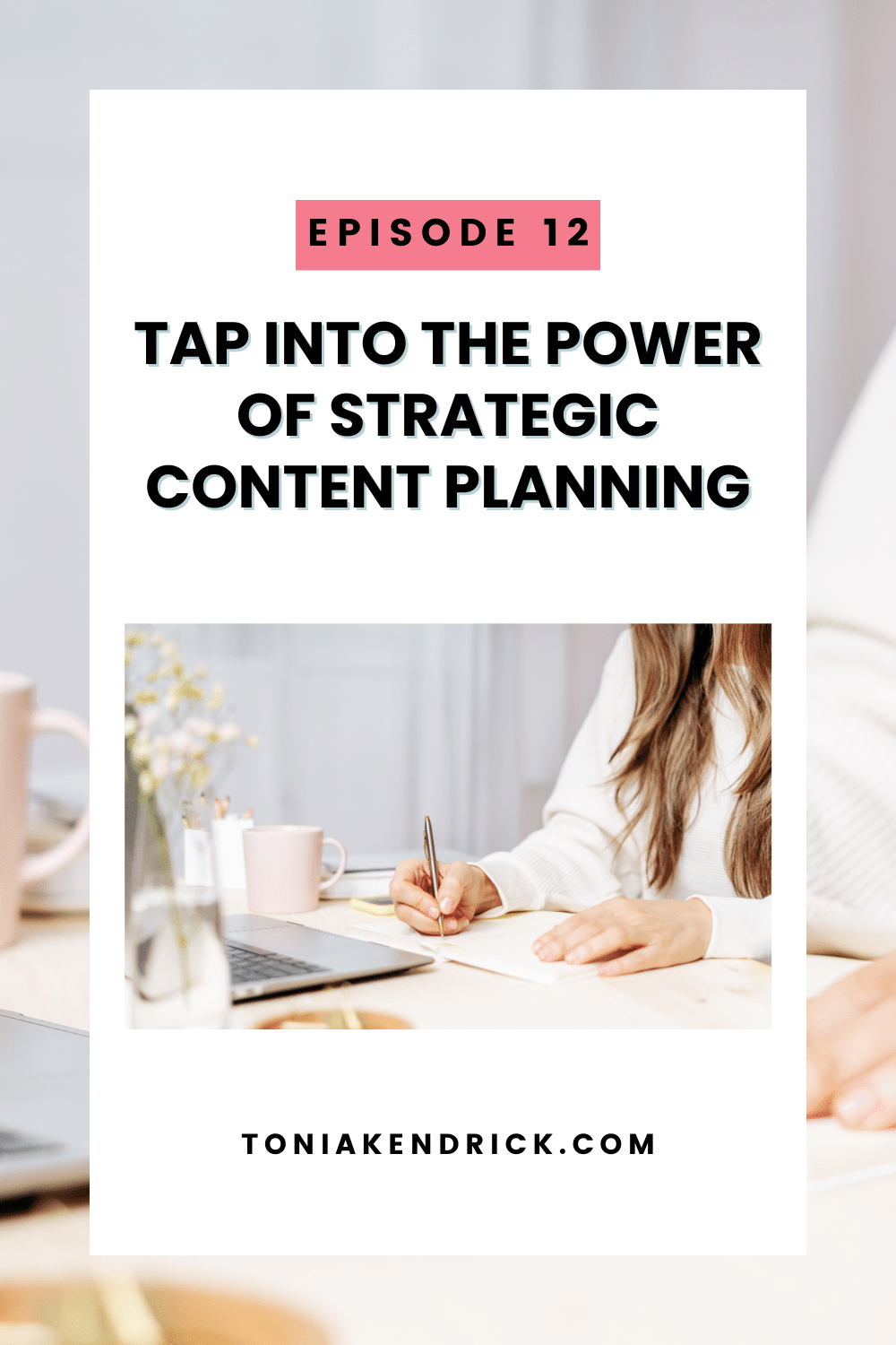 An entrepreneur brainstorming ideas for strategic content planning, with a focus on engaging her target audience.